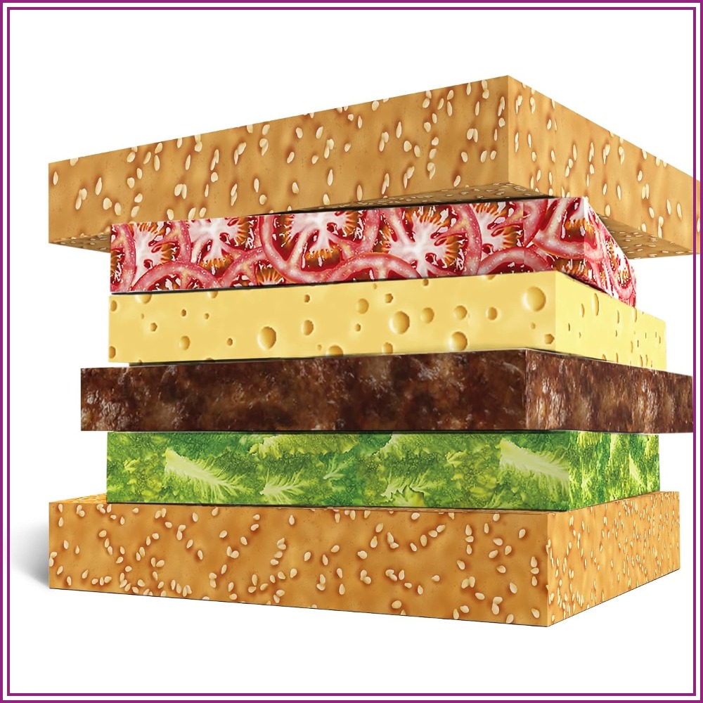 Sticker Sheet Set - 6 Sheets Hamburger Wrapping Paper Set