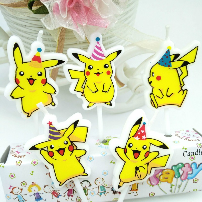 5pcs/lot Pokemon Birthday Cake - Pokemon Anime Merchandise avaliação e preço