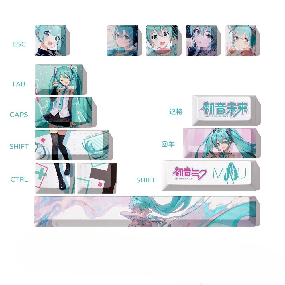 Hatsune Miku Keycaps, OEM Heig - Keycap Artisan Anime avaliação e preço