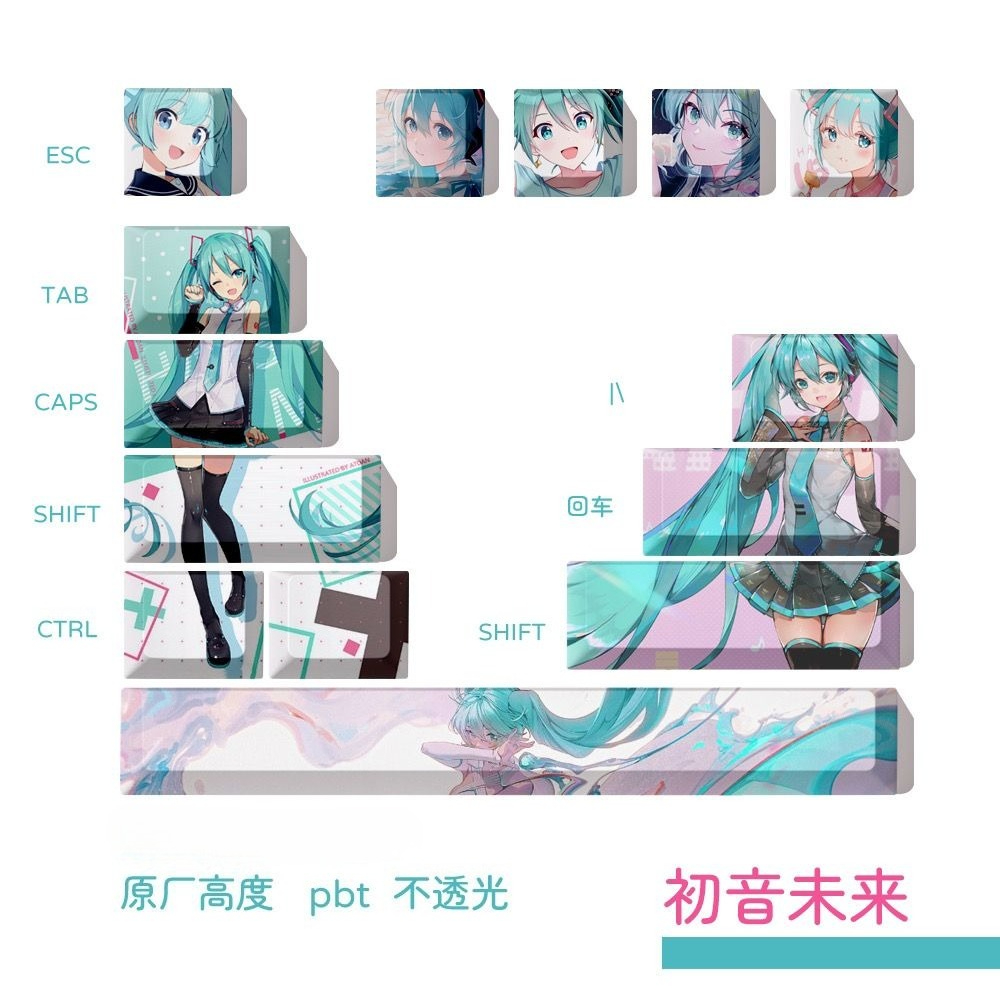 Hatsune Miku Keycaps, OEM Heig - Keycap Artisan Anime avaliação e preço