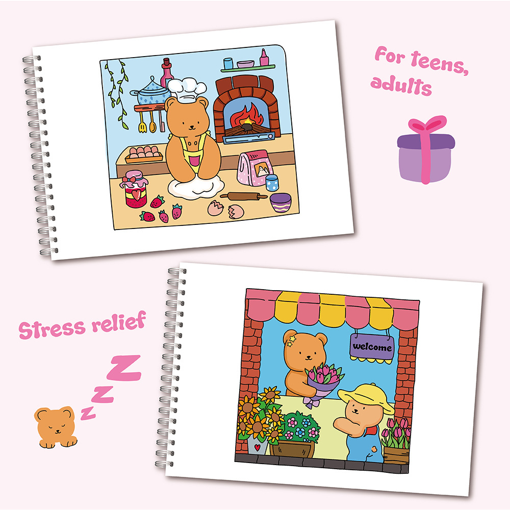 Adorable Bear Coloring Book Se - Sticker Sheet Set avaliação e preço