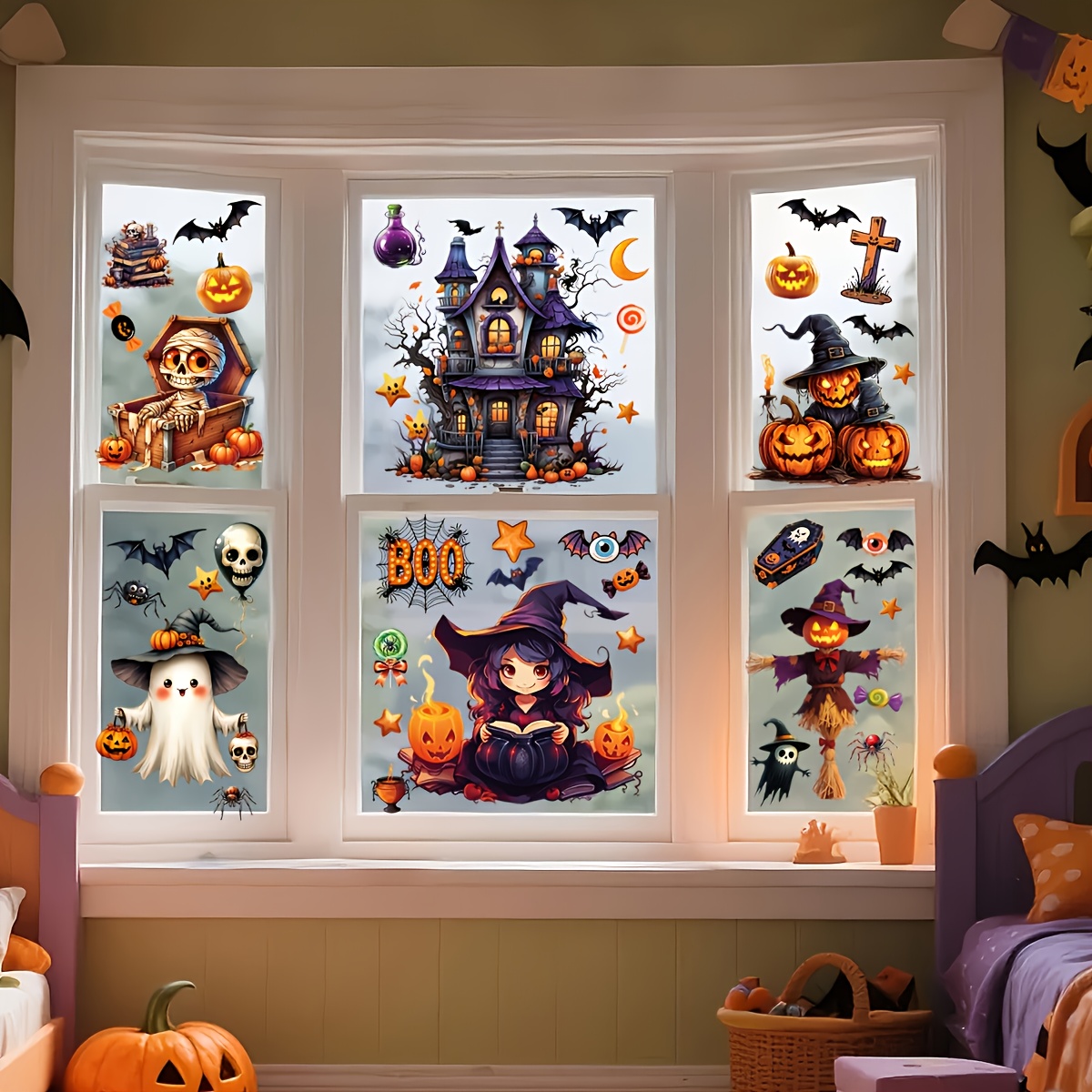 10 Sheets 3D Halloween Window  - Sticker Sheet Set avaliação e preço