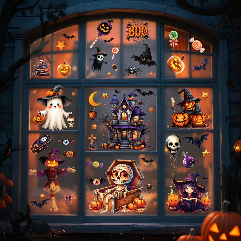 10 Sheets 3D Halloween Window  - Sticker Sheet Set avaliação e preço
