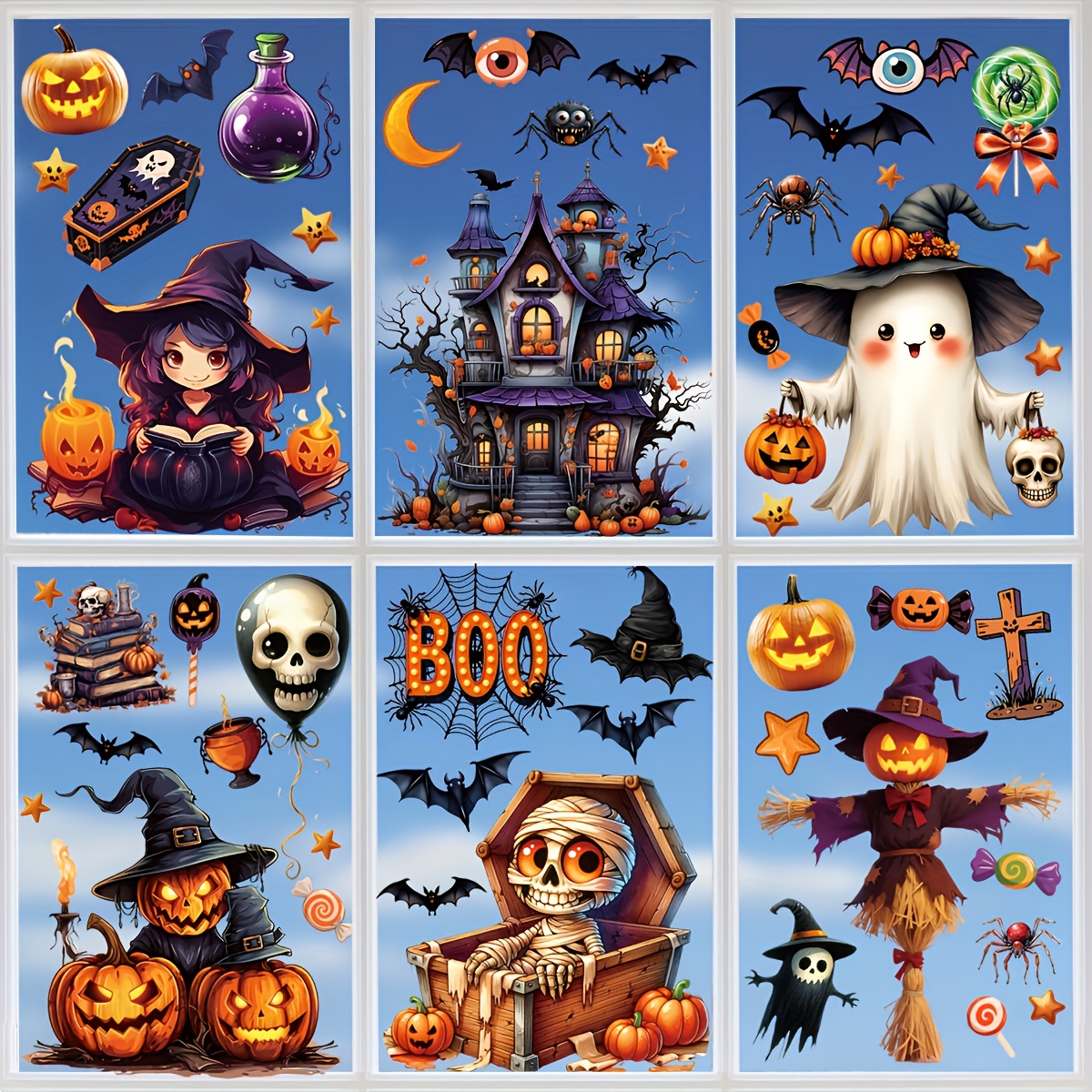 10 Sheets 3D Halloween Window  - Sticker Sheet Set avaliação e preço